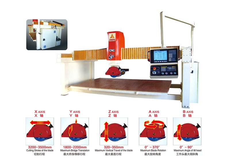 Five axis five linkage CNC bridge cutting machine